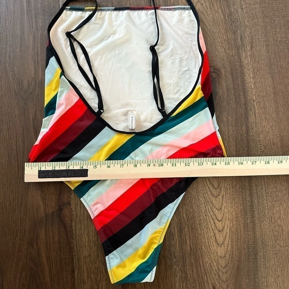 Solid & Striped The Chelsea Striped Swimsuit sz L
